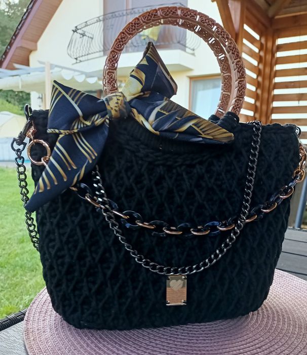 Torebka handmade rękodzieło elegancja black