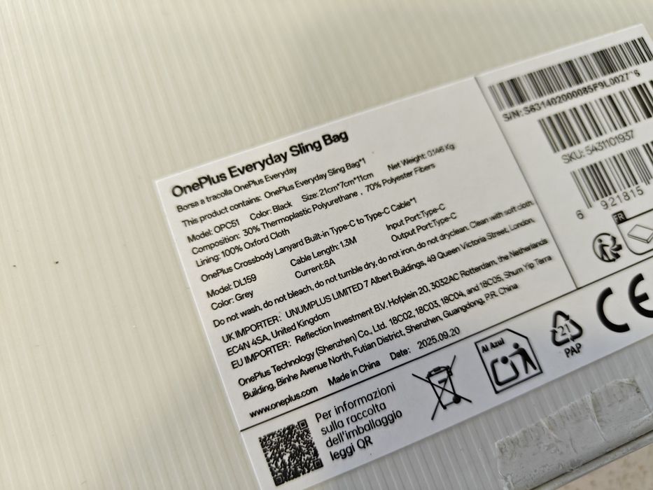 OnePlus Everyday Sling Bag NOVA POR ESTREAR