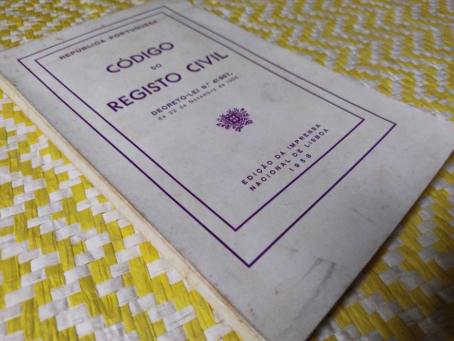 Código do Registo Civil 1958 - República Portuguesa