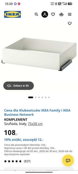 Szuflada biała Ikea 75x58 cm