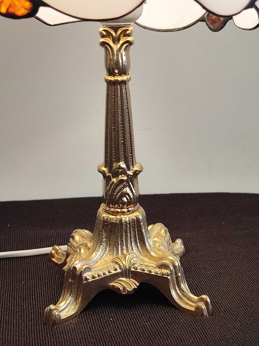 Lampa szkło bursztyn mosiądz