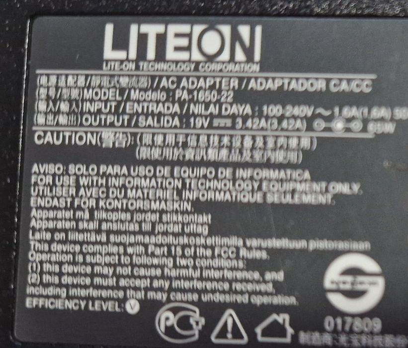 Carregador LiteOn 65W