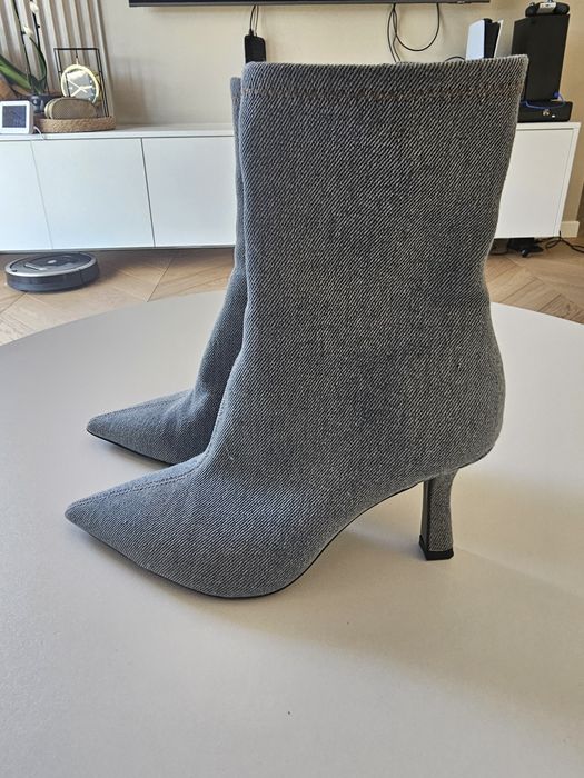 Botki Stradivarius niebieskie, denim, jeans, rozmiar 37