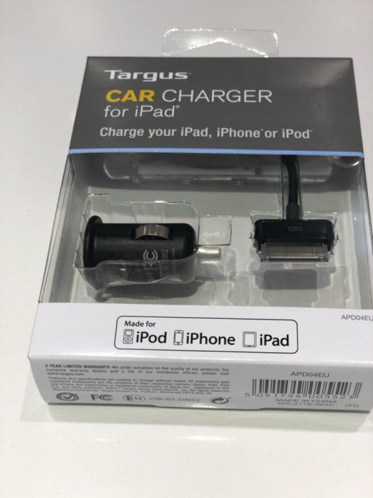 Novo - Carregador carro Targus IPad iPod iPhone