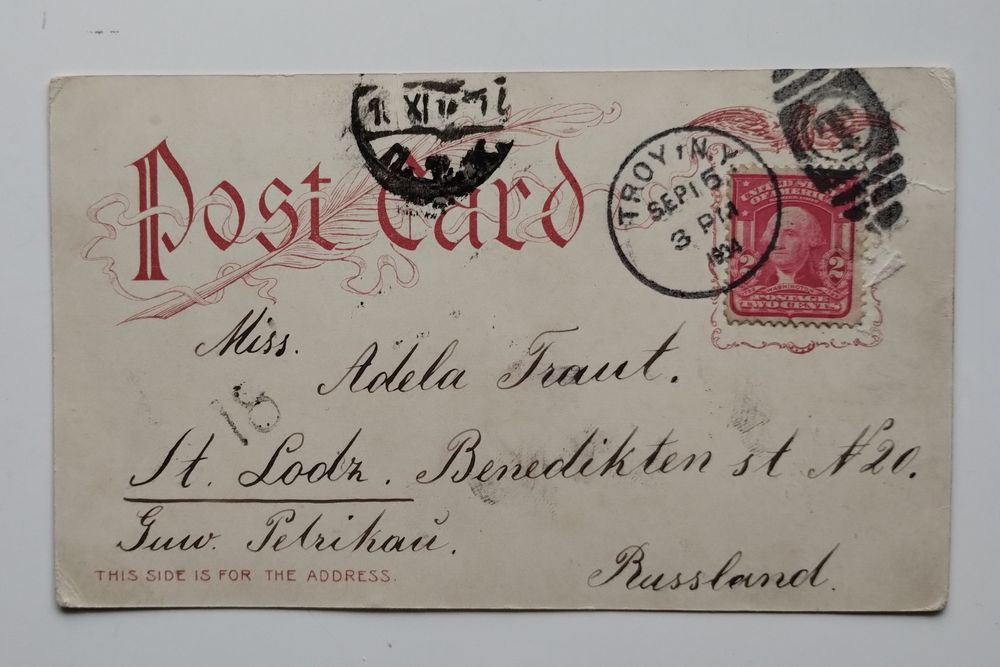 amerykańska kartka pocztowa ze znaczkiem, 1904 r.