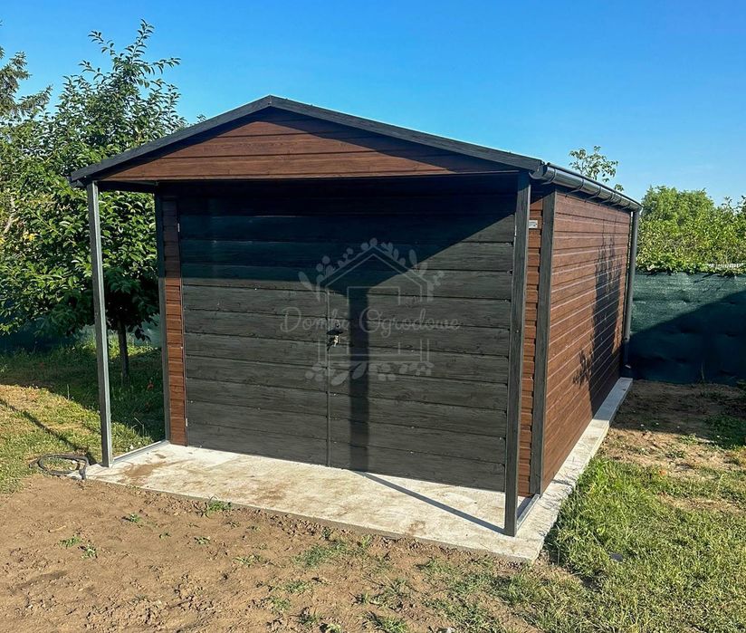 Schowek domek ogrodowy 3,5x4m wiata  orzech  sosna norweska  ID1059