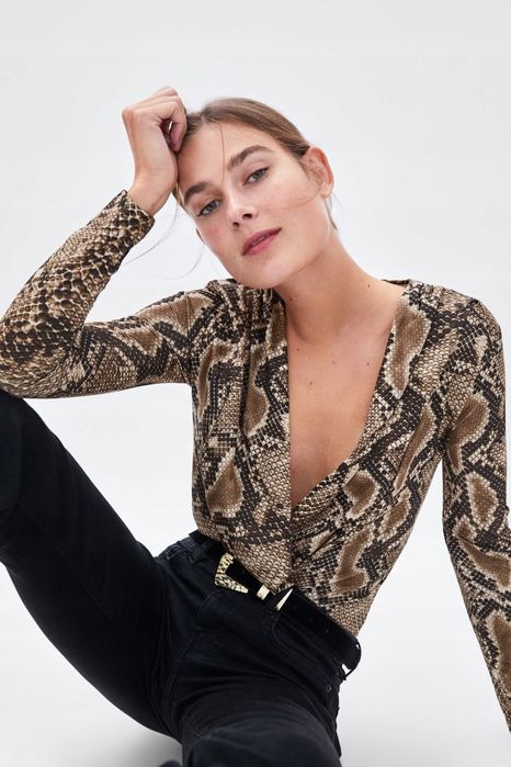 ZARA Kopertowe Body W Wężowy WZÓR S