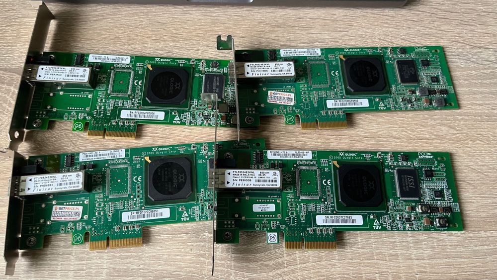 QLogic ISP2432 razem z trensceiverem - cztery sztuki, komplet