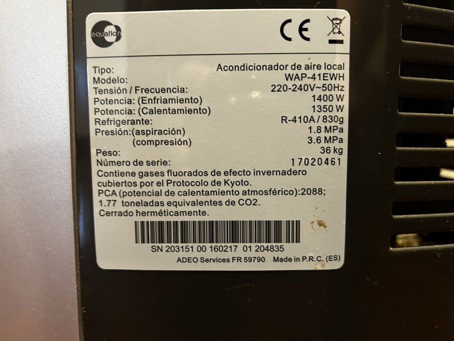 Ar Condicionado Portátil Equation WAP-41EWH – Frio e Quente