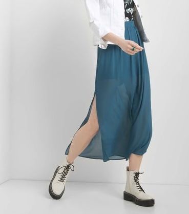 Orsay maxi długa spódnica dwuwarstwowa tiulowa turkusowa 32 34