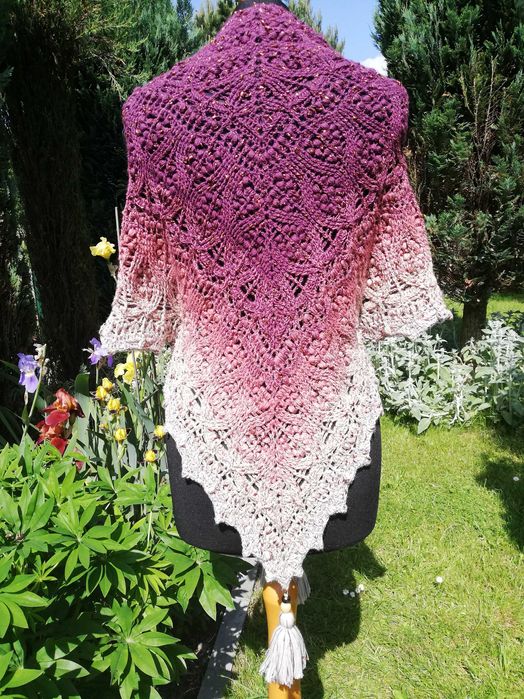 Chusta szydełkowa 50% merino rękodzieło