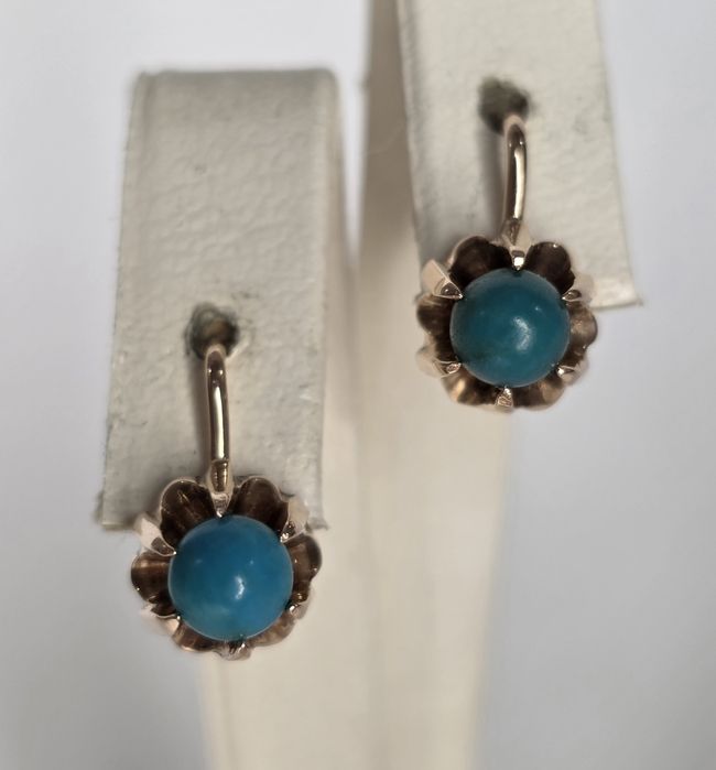 Золотые серьги с бирюзой ссср