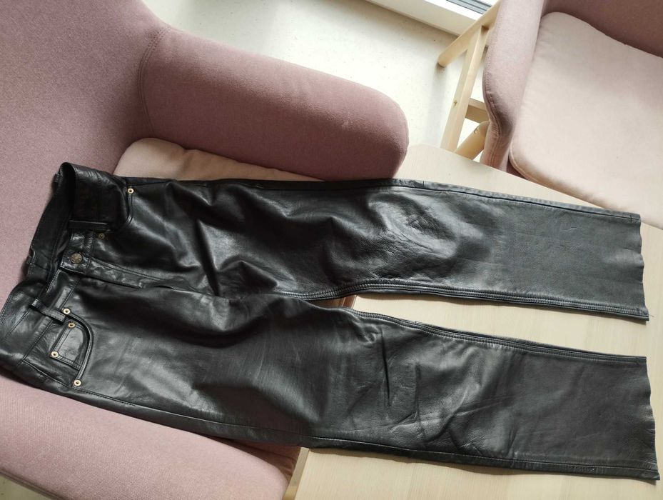 Штаны кожаные байкерские мотоциклетные мотоштаны