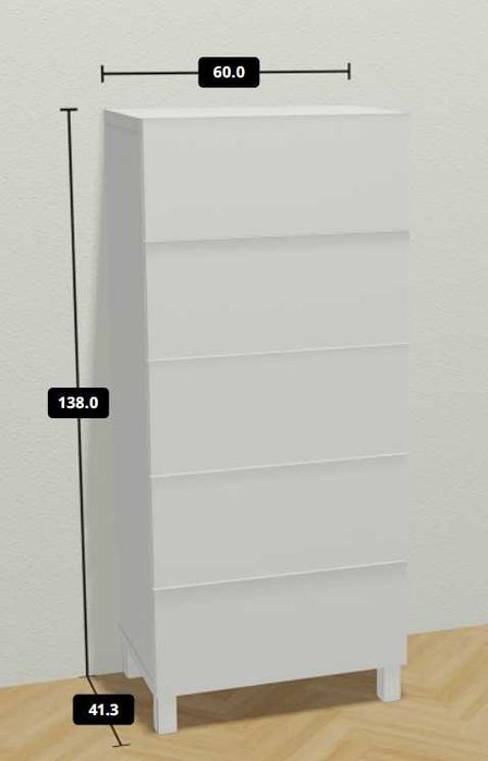 Komoda IKEA BESTÅ Besta – 5 szuflad biała ze szkłem/szybą