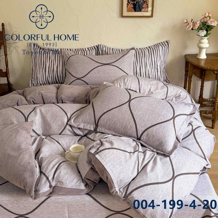 Постільний комплект 4 сезони "COLORFUL HOME""Фланель-Велюр" Євро розмір.