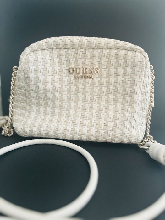 Mala GUESS Mirema Woven Crossbody Branca Original