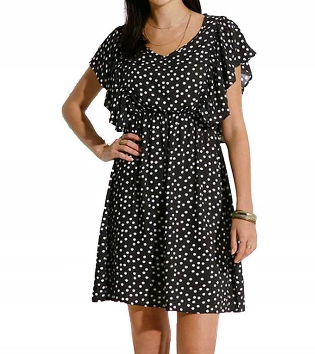 Sukienka wiskoza w stokrotki czarna letnia L nowa