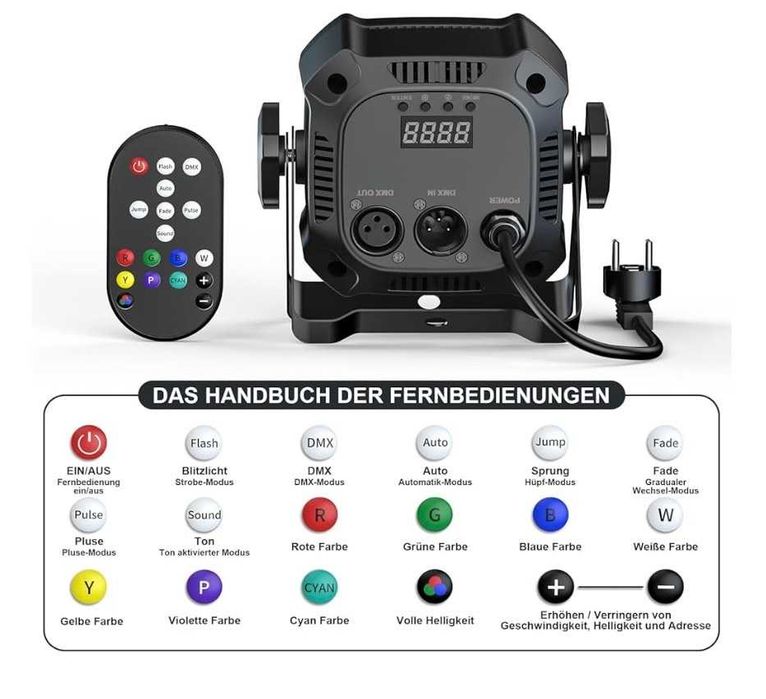 RGB Focos par LED 80 W (conjuntos de 2 ou 4 luzes)