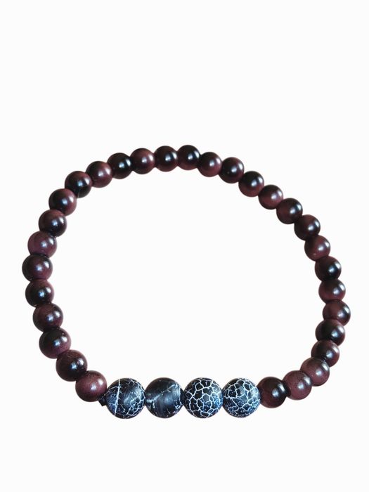 Bransoletka męska handmade Bycze oko i onyks