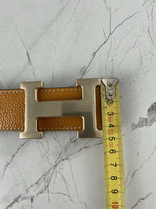 Skórzany pasek dwustronny klamra H  modny