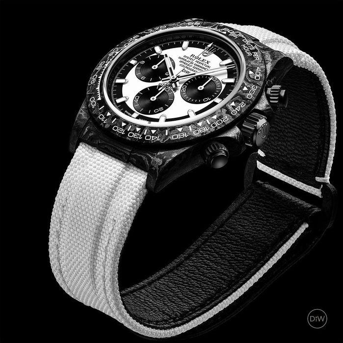 Rolex Daytona karbon pasek tekstylno Skórzany