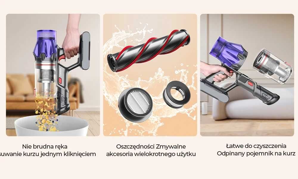 Laresar V7 500W 50KPA bezprzewodowy odkurzacz ręczny