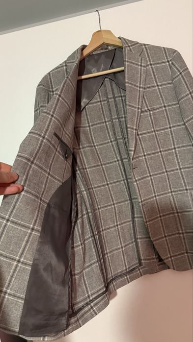 Marynarka w kratę lniana Linen Blend Reserved M slim fit