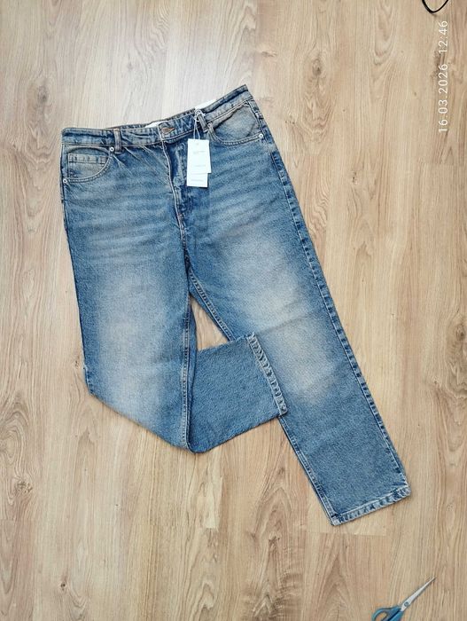 straight jeans 44 mid waist przecierane proste jeansy XXL XL vintage