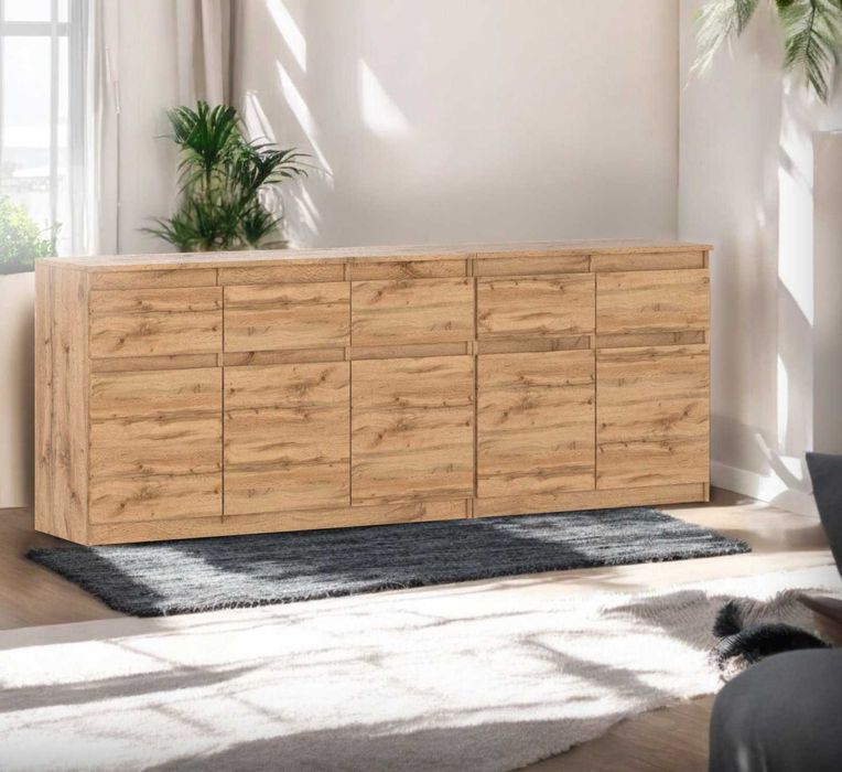 Komoda Duża Best Oleksa 200cm Nowoczesna Szafka Z 5 Szufladami Pojemna