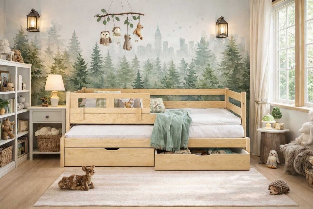 Łóżko parterowe 2 osobowe TOLA 200x90 materace gratis