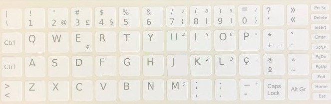Teclado Autocolantes 13x13 branco layout Português