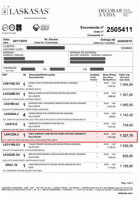 Sofá Sala de estar Las kasas 3 a 4 lugares