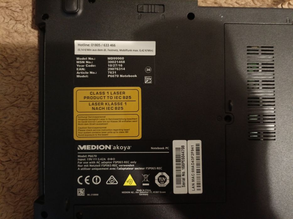 Корпус для ноутбука Medion Akoya P6670