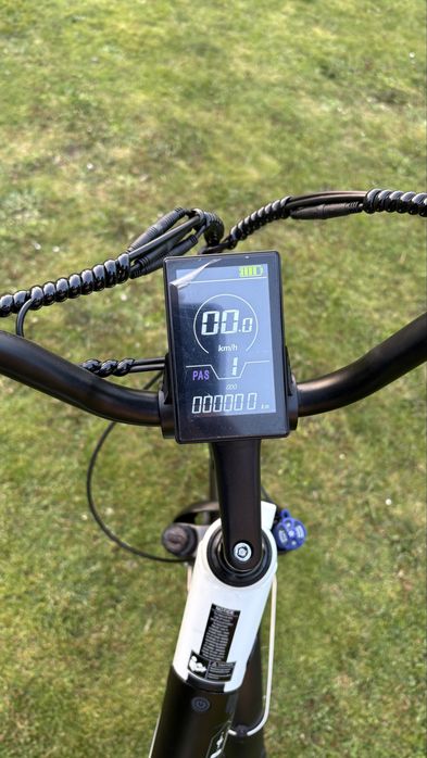 Rower Elektryczny E-Bike Biały | Bateria 15Ah (Zasięg 80km) | Skóra, LED  kola 27,5’