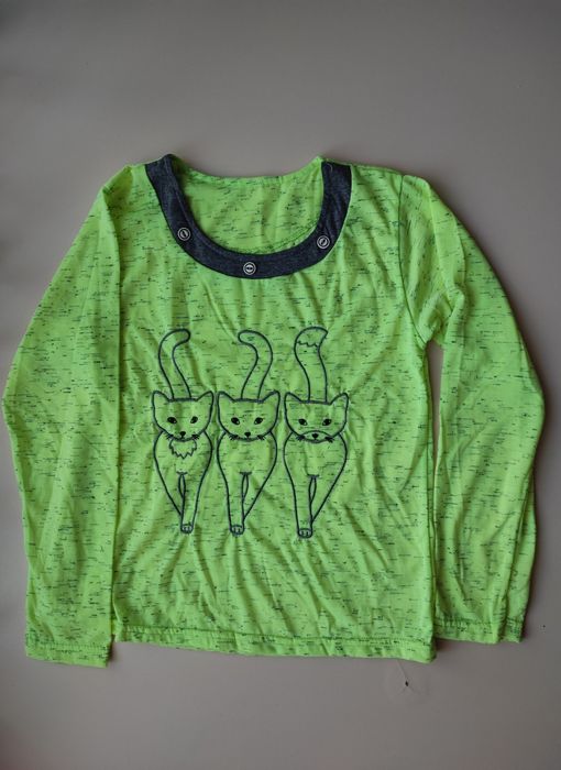 Зелений реглан Valeo&V з котами на дівчинку, р.140