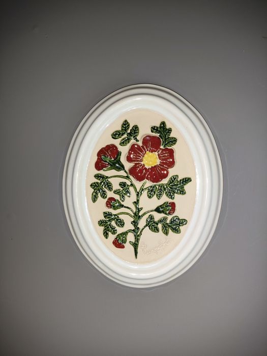 „GABRIEL SWEDEN" obrazek dzika róża.Piękny owalny dekoracyjny,subtenyl