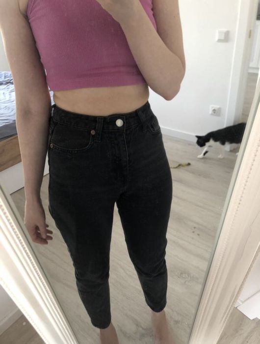 Джинси mom H&M чорний випраний колір