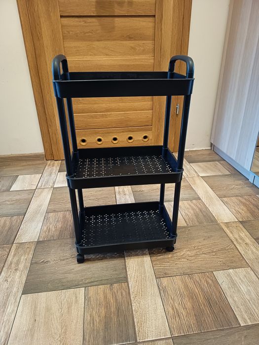 Nowy czarny organizer kuchenny łazienkowy na kółkach 3 poziomy