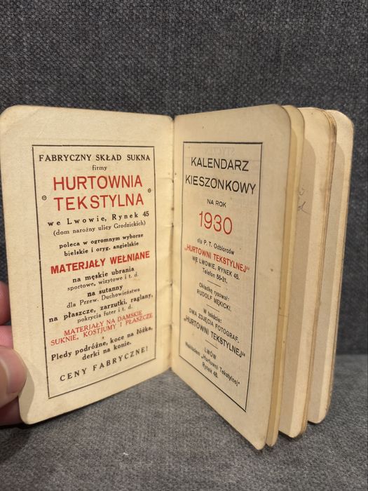 Lwów 1930 Kalendarzyk - Projekt Rudolf Mękicki - Unikat