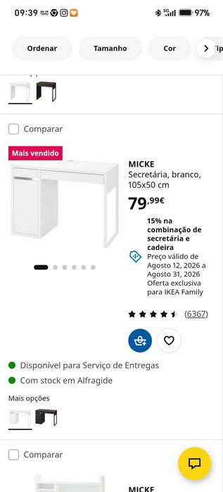 Conjunto de secretária Micke + placar skadis
