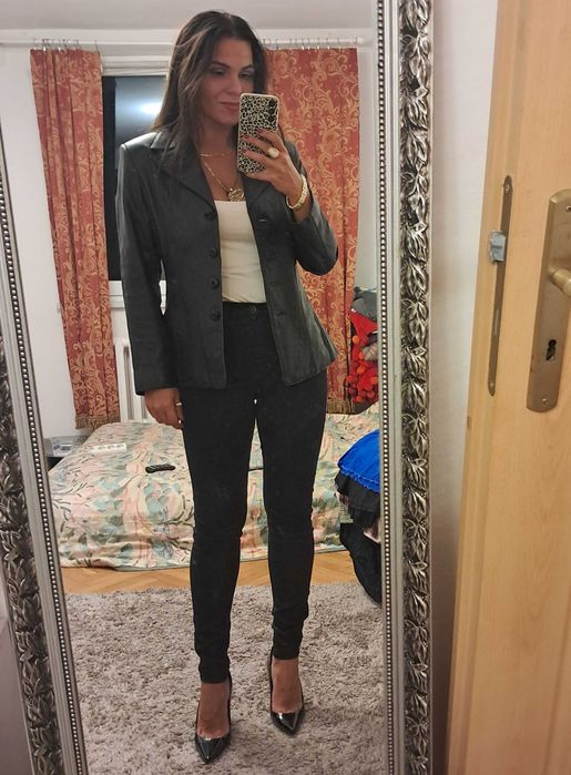 Czarna marynarka kurtka skórzana Wilsons Leather rozm. M