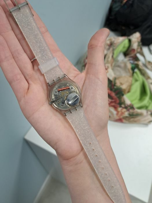 Zegarek swatch gent srebrny brokatowy super stan