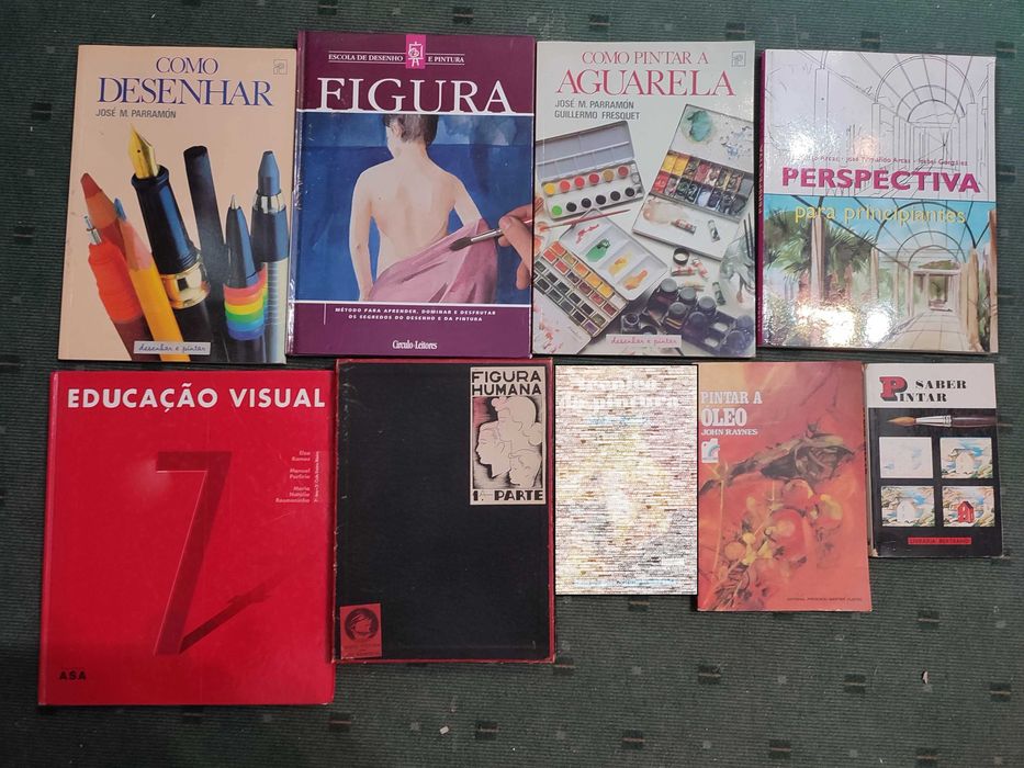 Lote 8 Livros sobre técnicas de Pintura e Desenho