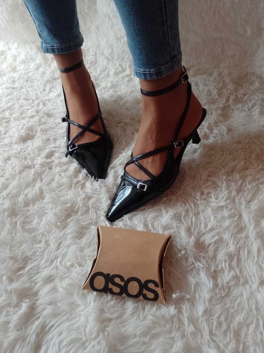 (40) ASOS Design/ Zmysłowe czółenka z odkrytą piętą z Londynu, NOWE
