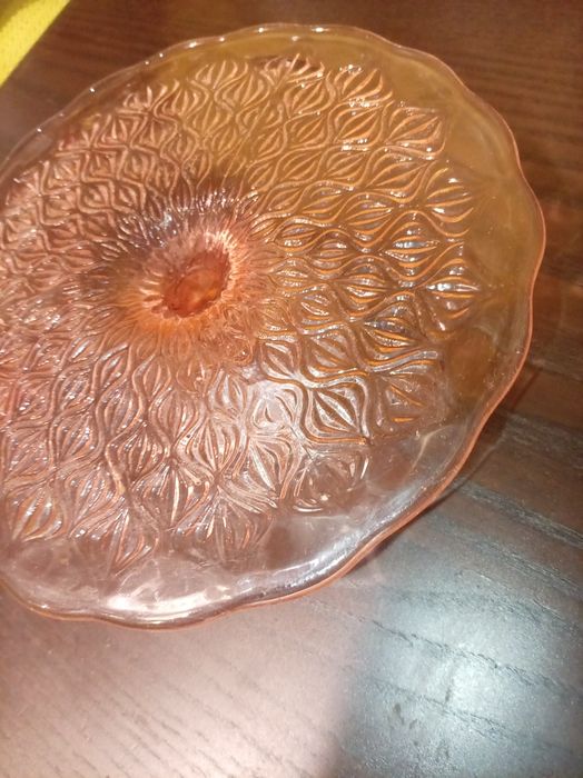 Patera różowa kolorowe szkło  prl