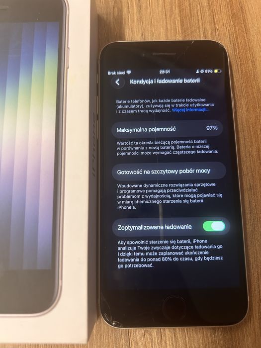 iPhone SE 2022 (3. gen.) 64 GB | Bateria 97% |Komplet Sprawny