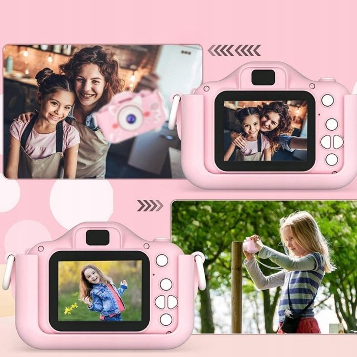 Aparat Dla Dzieci Kamera Zabawka 40Mpx Zabawka +Karta 32Gb - Różowy