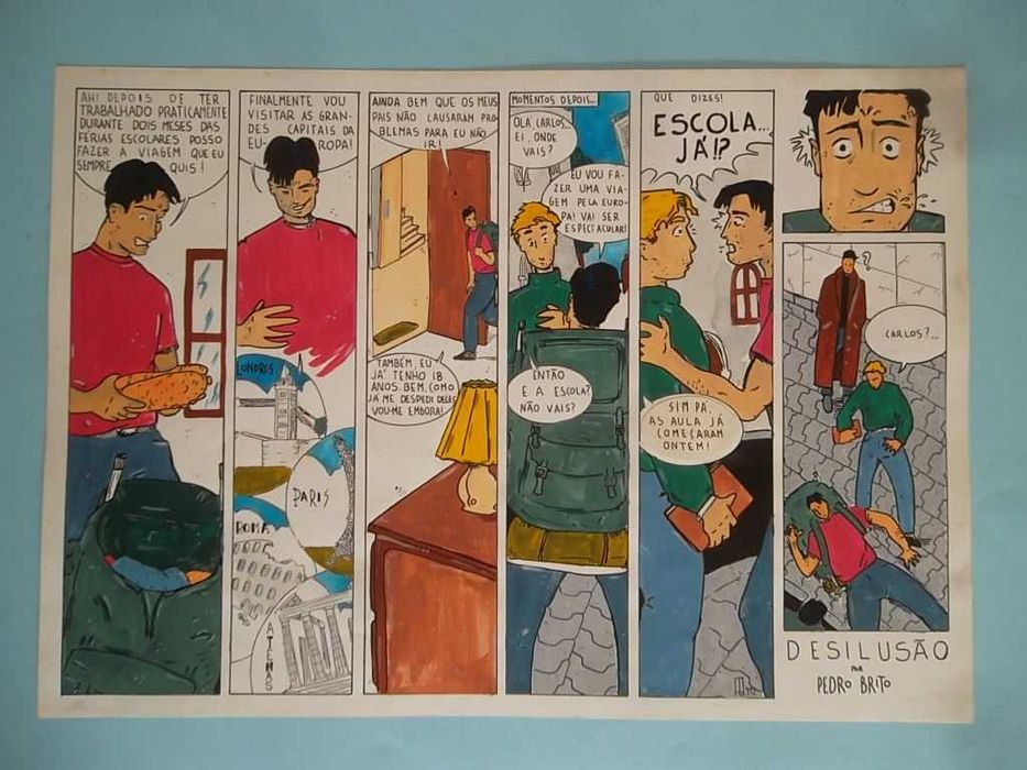 Prancha BD ORIGINAL de Pedro Brito - "Desilusão". Formato grande.