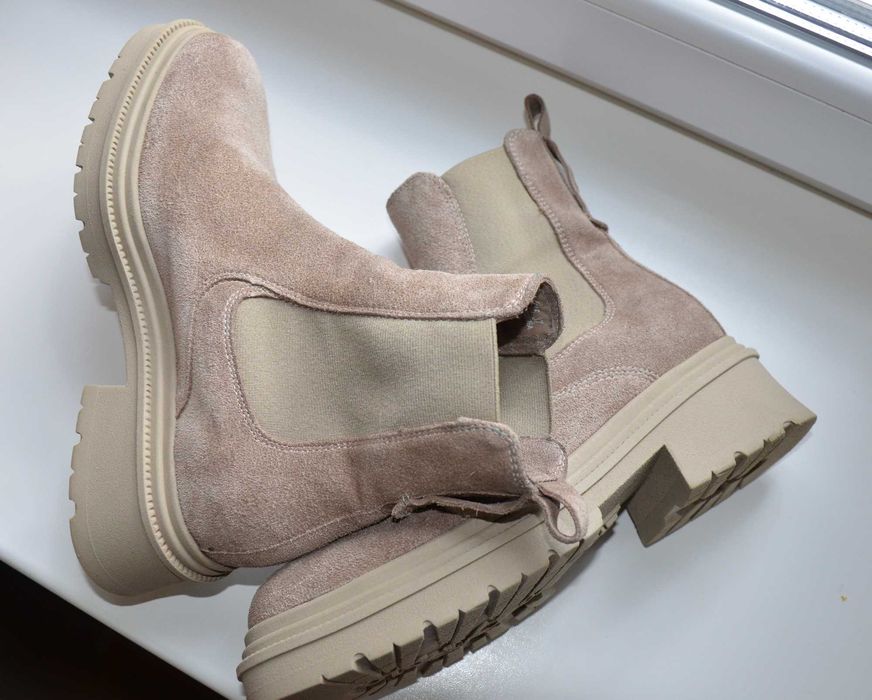 Челси Marco O'Polo 36 37 24 см замшевые бежевые женские ботинки  замша