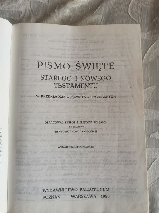 Pismo Święte Starego i Nowego Testamentu wyd. Pallottinum, 1980